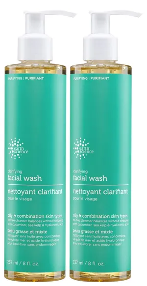 EARTH SCIENCE - Gentle Clarifying Facial Wash For Oily, Combination Skin Types (2pk, 8 fl. oz.)