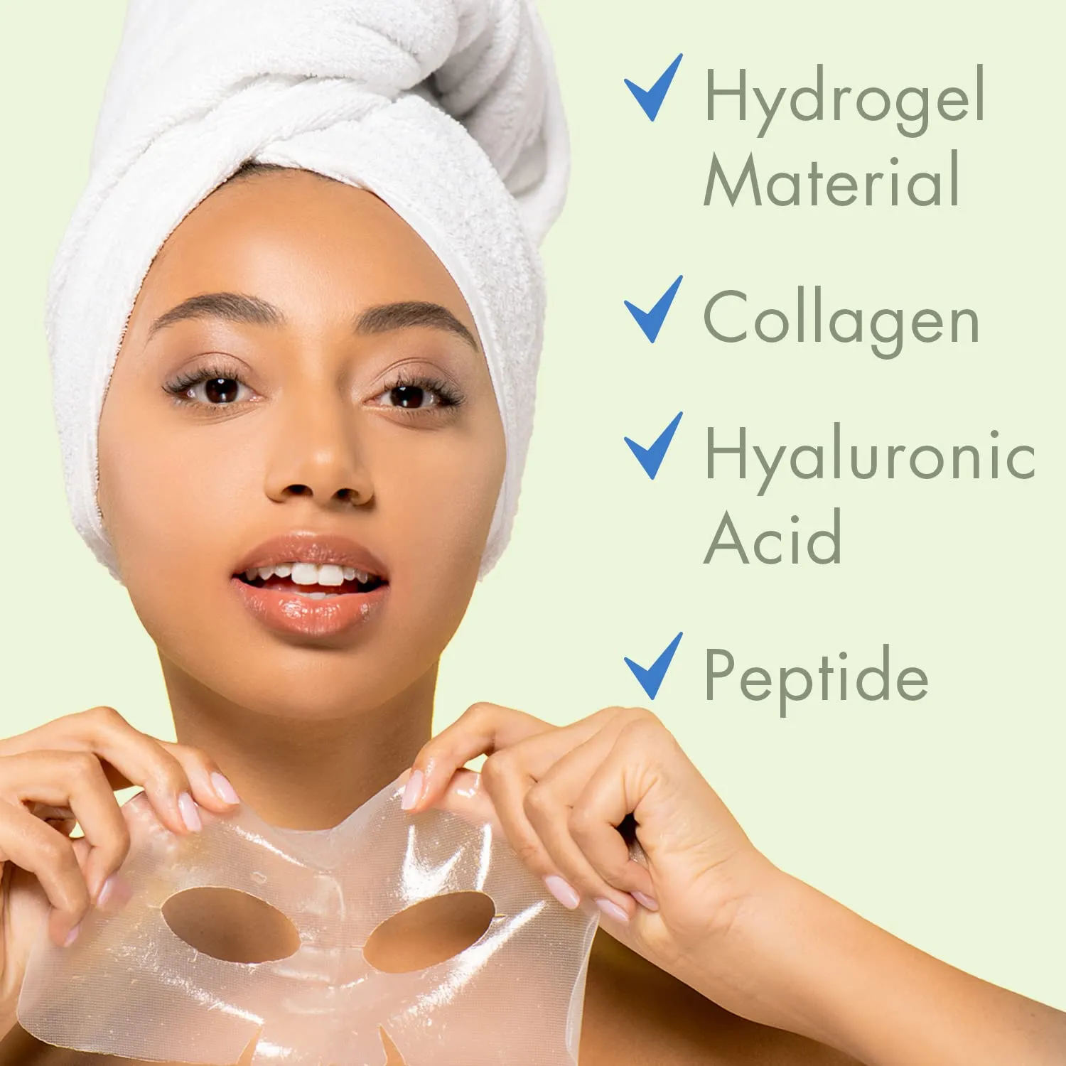 Ebanel 5-Pack Hydrogel Collagen Face Mask, Instant Brightening Hydrating Facial Masks Sheet Mask for Firming, Lifting Anti Aging Anti Wrinkle with Hyaluronic Acid, Peptide, Aloe Vera, Vitamin C & E