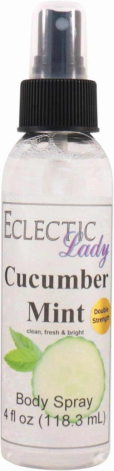 Eclectic Lady Cucumber Mint Body Spray, Double Strength, 4 ounces, Body Mist for Women with Clean, Light & Gentle Fragrance, Cologne with Soft, Subtle Aroma For Daily Use