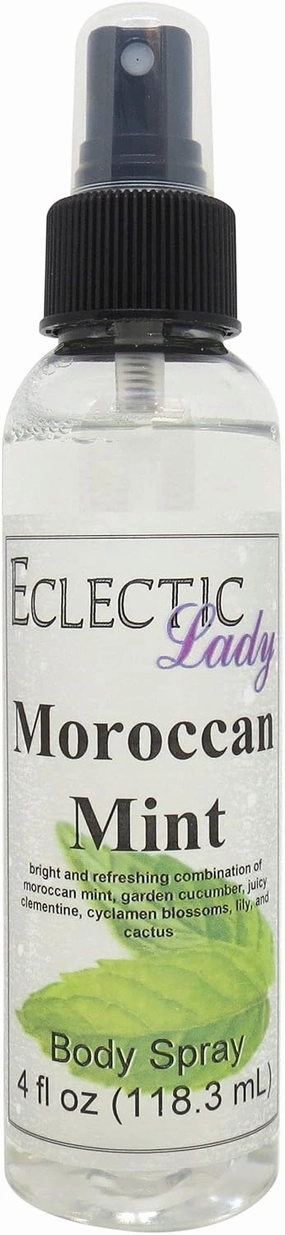 Eclectic Lady Moroccan Mint Body Spray, Double Strength, 4 ounces, Body Mist for Women with Clean, Light & Gentle Fragrance, Cologne with Soft, Subtle Aroma For Daily Use