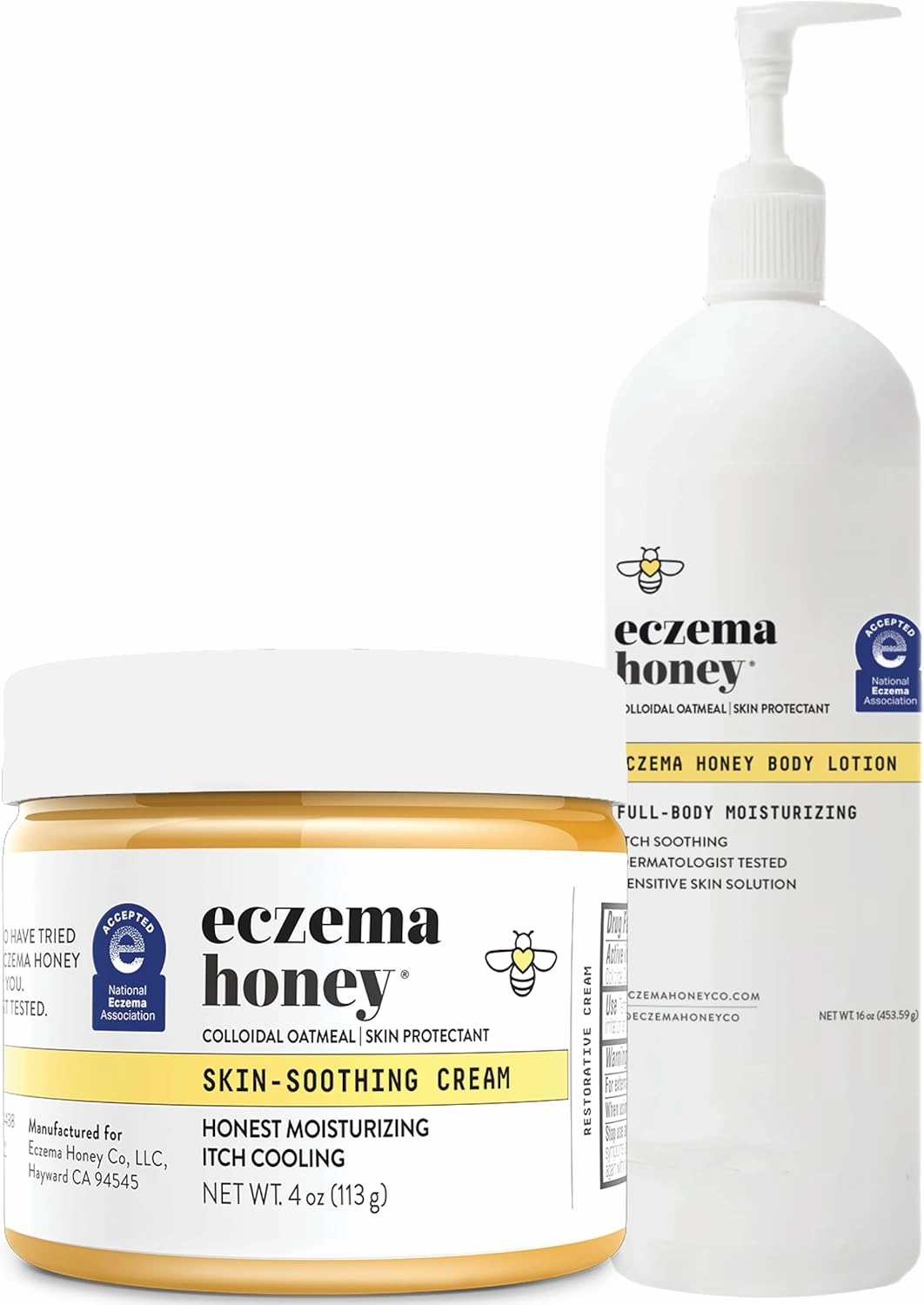 ECZEMA HONEY Original Skin-Soothing Cream & Oatmeal Body Lotion - Bundle for Sensitive Skin - Cruelty Free
