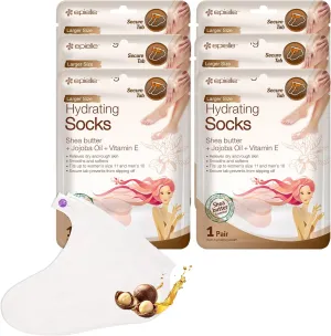 Epielle Hydrating Foot Masks, 6 Pairs Moisturizing Socks for Dry, Cracked Feet, Restores and Softens Skin with Jojoba Oil and Shea Butter, Korean Skincare, Mother's Day Gifts, Teacher's Appreciation