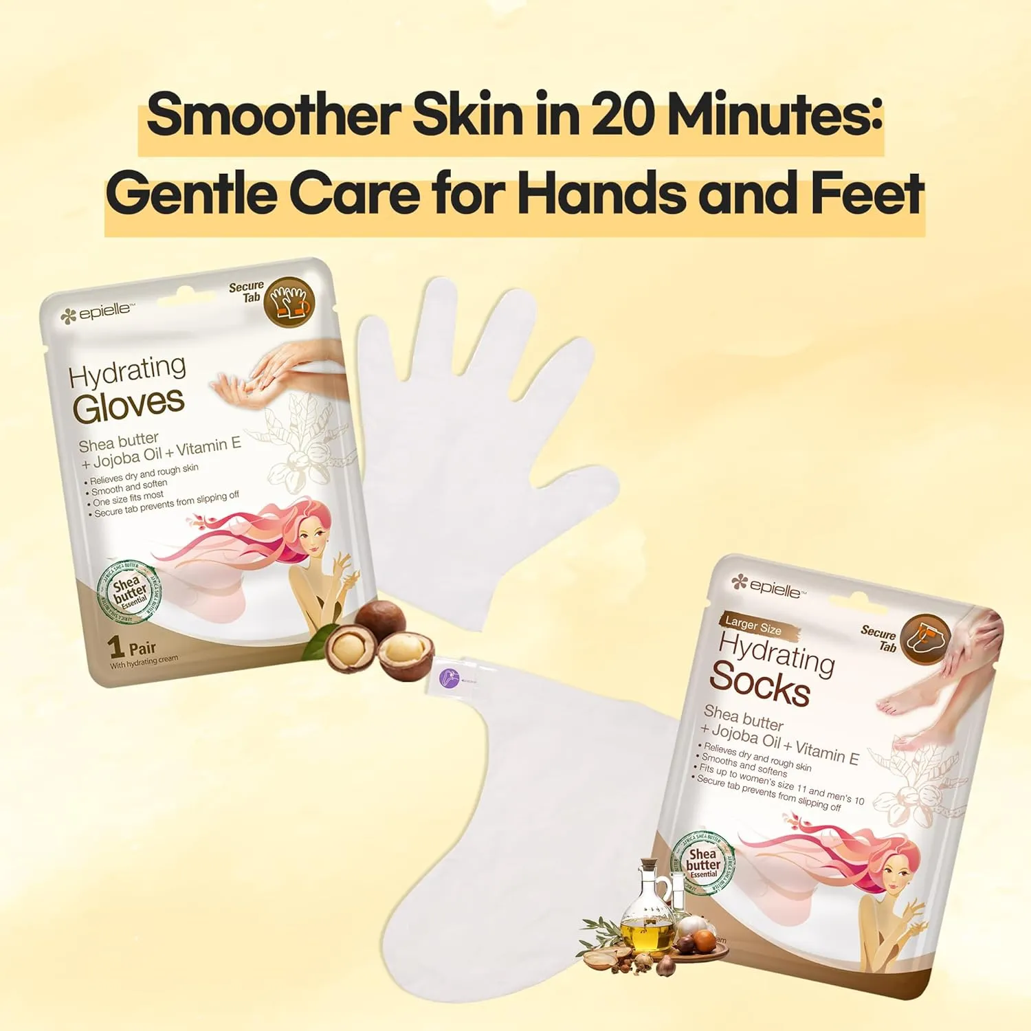 Epielle Hydrating Hand Masks, 6 Pairs of Moisturizing Gloves for Dry Hands with Shea Butter, Jojoba Oil & Vitamin E, Spa Day Treatment, Korean Skincare, Spa Gifts for Women