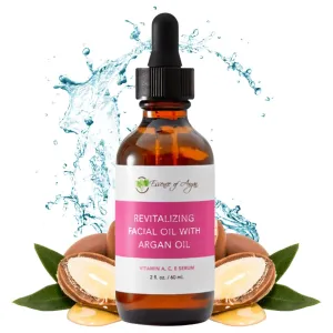 Essence of Argan Vitamin Serum for Face, Revitalizing Serum Oil for Dry Skin with Vitamins A, C, E and B’s, Argan Oil and Rosa Mosqueta, Rejuvenating and Hydrating Skin Care for Women (2 fl oz/60 ml)