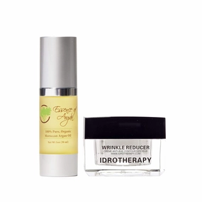 Essence Of Argan Oil, 100% Moroccan Pure Organic 30ML and Idrotherapy Wrinkle Reducer(0.5 oz) set