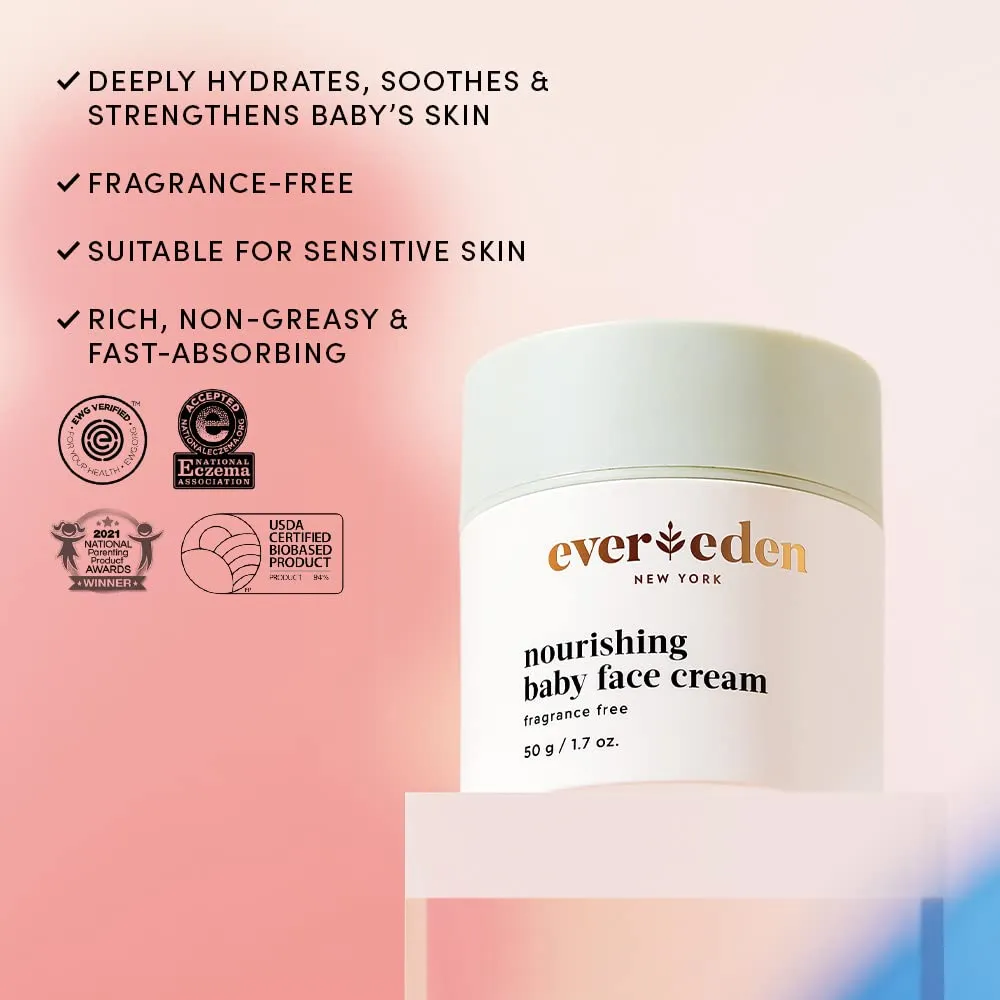Evereden Nourishing Baby Face Cream 1.7 oz. | Non-Toxic and Fragrance-Free Baby Face Lotion | Rich, Non-Greasy Baby Moisturizing Cream | Baby Face Moisturizer with Clean Ingredients