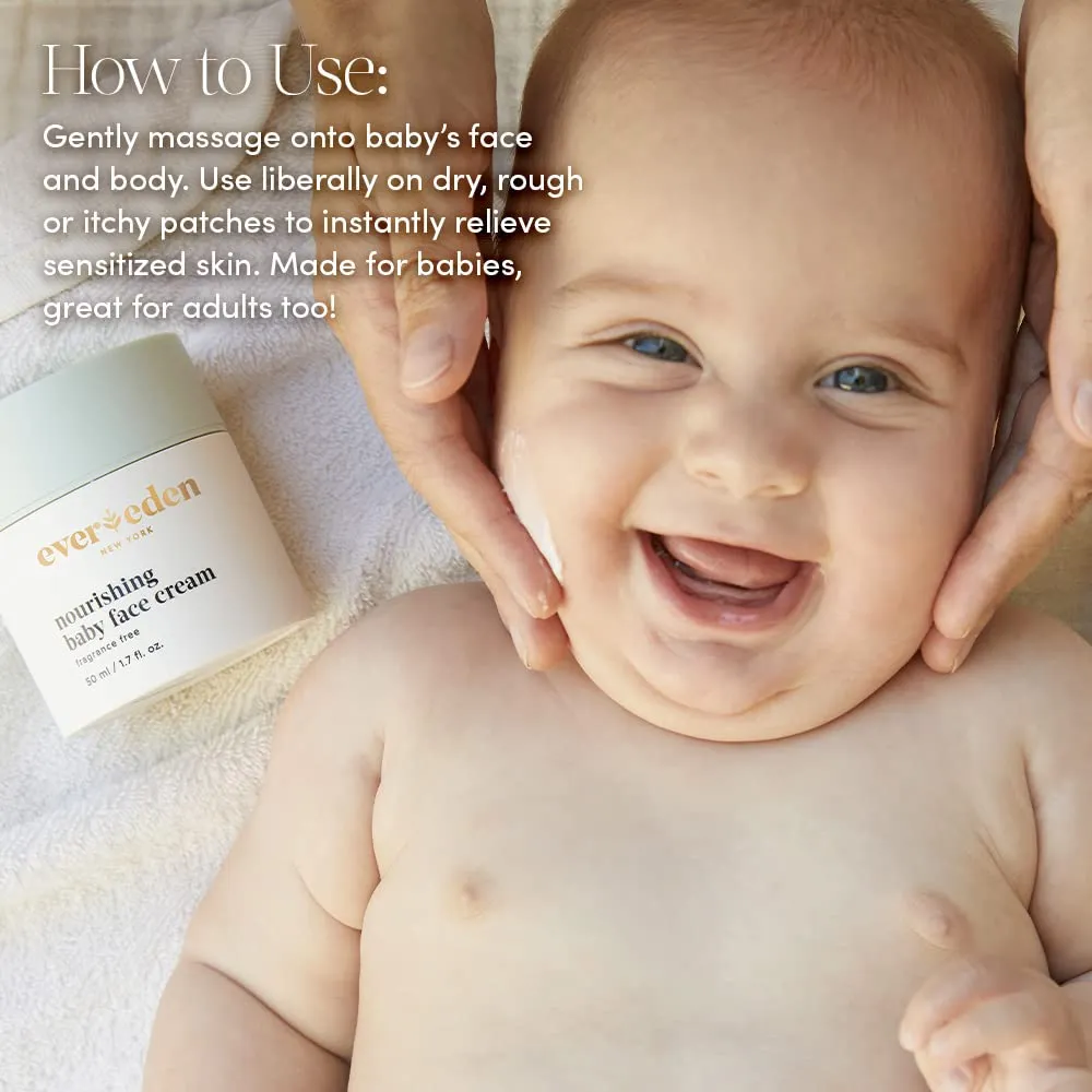 Evereden Nourishing Baby Face Cream 1.7 oz. | Non-Toxic and Fragrance-Free Baby Face Lotion | Rich, Non-Greasy Baby Moisturizing Cream | Baby Face Moisturizer with Clean Ingredients