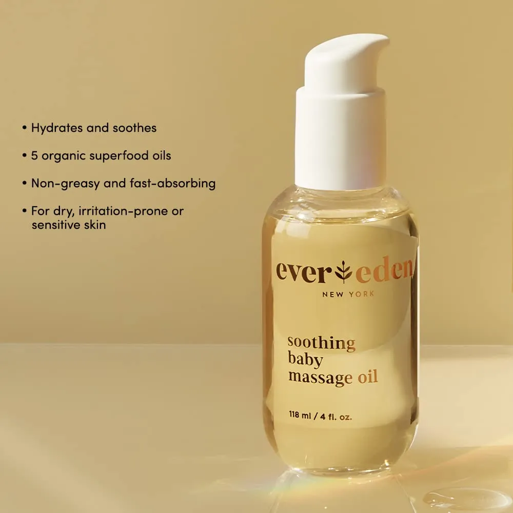 Evereden Soothing Baby Massage Oil 4 fl oz. | Clean Baby Care | Non-toxic and Fragrance Free | Clean Ingredients