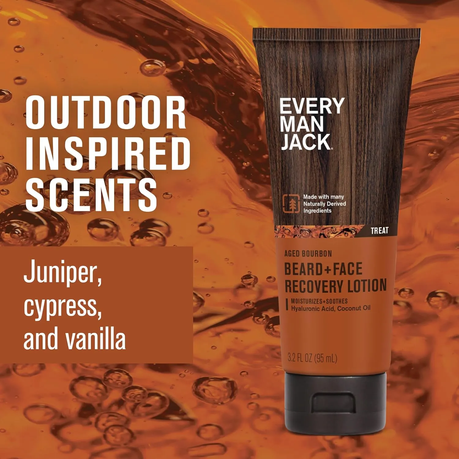 Every Man Jack Beard   Face Recovery Lotion - Moisturizes Relieves Dry Skin and Beard Itch - Light Aged Bourbon Scent - Made w/Naturally Derived Ingredients like Coconut Oil, and Witch Hazel - 3.2 oz (2 Pack)
