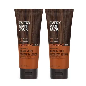 Every Man Jack Beard   Face Recovery Lotion - Moisturizes Relieves Dry Skin and Beard Itch - Light Aged Bourbon Scent - Made w/Naturally Derived Ingredients like Coconut Oil, and Witch Hazel - 3.2 oz (2 Pack)