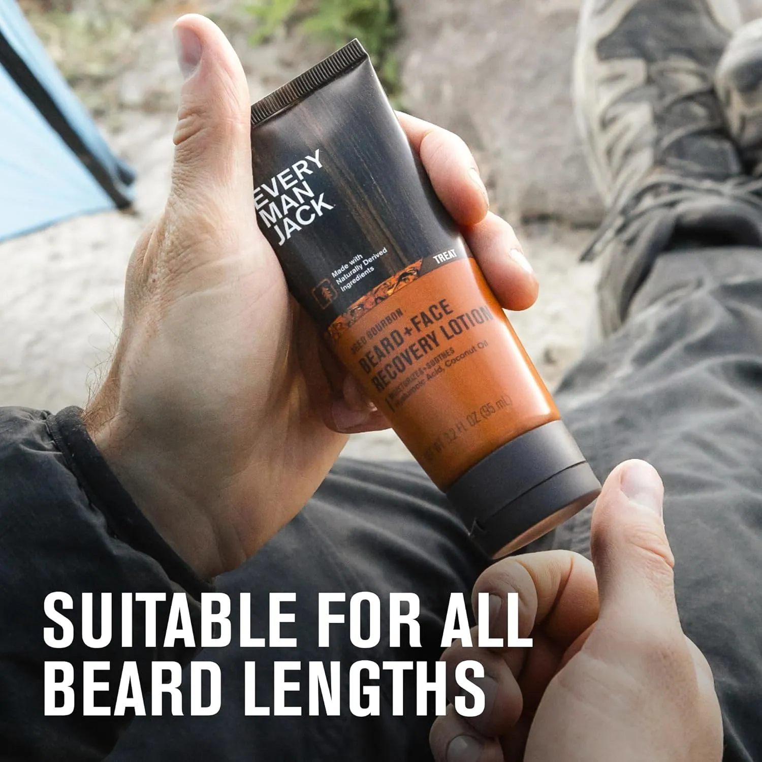Every Man Jack Beard   Face Recovery Lotion - Moisturizes Relieves Dry Skin and Beard Itch - Light Aged Bourbon Scent - Made w/Naturally Derived Ingredients like Coconut Oil, and Witch Hazel - 3.2 oz (2 Pack)
