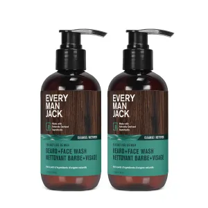 Every Man Jack Beard   Face Wash - Subtle Sea Salt Fragrance - Deep Cleans, Conditions, and Softens Your Beard and Skin Underneath - Naturally Derived with Coconut Oil, Glycerin, and Coconut - 6.7-fl oz (2 Pack)