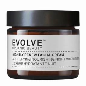 Evolve Organic Beauty - Nightly Renew Facial Cream | Nourish, Smooth, Plump, Refresh | Bio Retinol, Peony, Natural Essential Oil Blend | Small Batch, Vegan Clean Beauty (2 oz | 60 ml) Package May Vary
