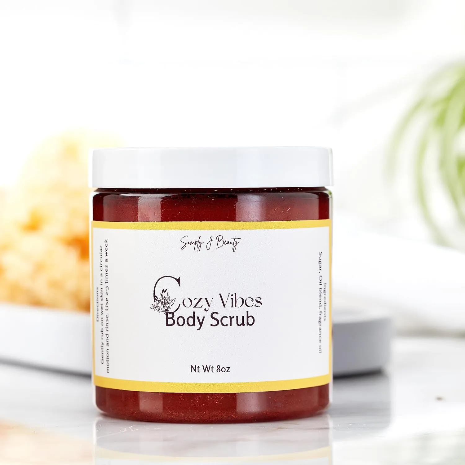 Exfoliating Sugar Body Scrub, Fresh Linen and Clean Cotton Scent (Cozy Vibes, 8 oz)