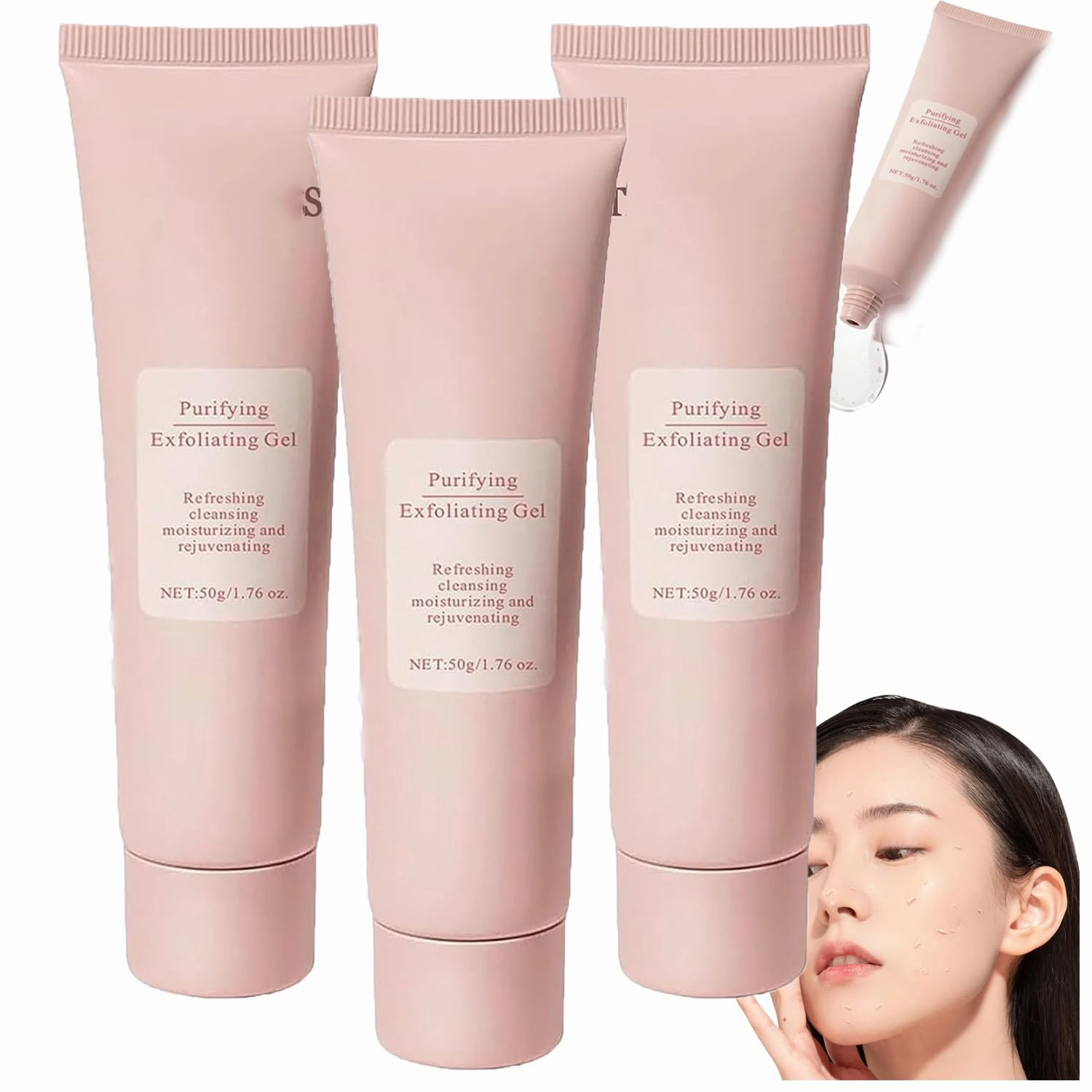 Exfoliating Gel, 50g Purifying Enzymes Exfoliating Gel, Exfoliation Facial Scrub Skin Care for Body & Face, Deep Cleansing Facial Cleanser for All Skin Types (3pcs)