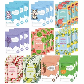Face Masks Skincare for All Skin Types, Hydrating Facial Masks with Natural Ingredients, Moisturing Face Masks for Sensitive Skin, Oil Contral Facial Mask Set for Women 30 Sheets