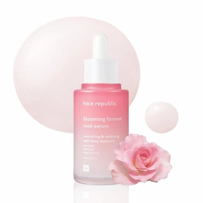 Face Republic Blooming Forever Rosé Serum 45ml 1.52 fl oz | Damask Rose, Bakuchiol | Revitalizing & Rejuvenating | Wrinkle Care | Firm and Elastic Skin | Vegan Korean Skincare