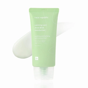 Face Republic Calming Care AHA/BHA Moisturizer 50ml 1.69 fl oz | Soothing Gel Cream | Lightweight | Clarifying & Moisturizing | Squalane, Cica, Aloe | For oily, irritated skin | Vegan Korean Skincare