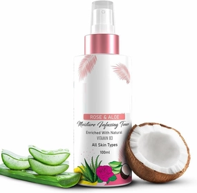 Face Toner (100 ML) Enriched with Rose, Aloe Vera Extract & Natural Vitamin B3 | Smoothens Skin | Fights Pimples | Tightens Pores | Suitable for All Skin Types | Moisture Infusing Face Mist