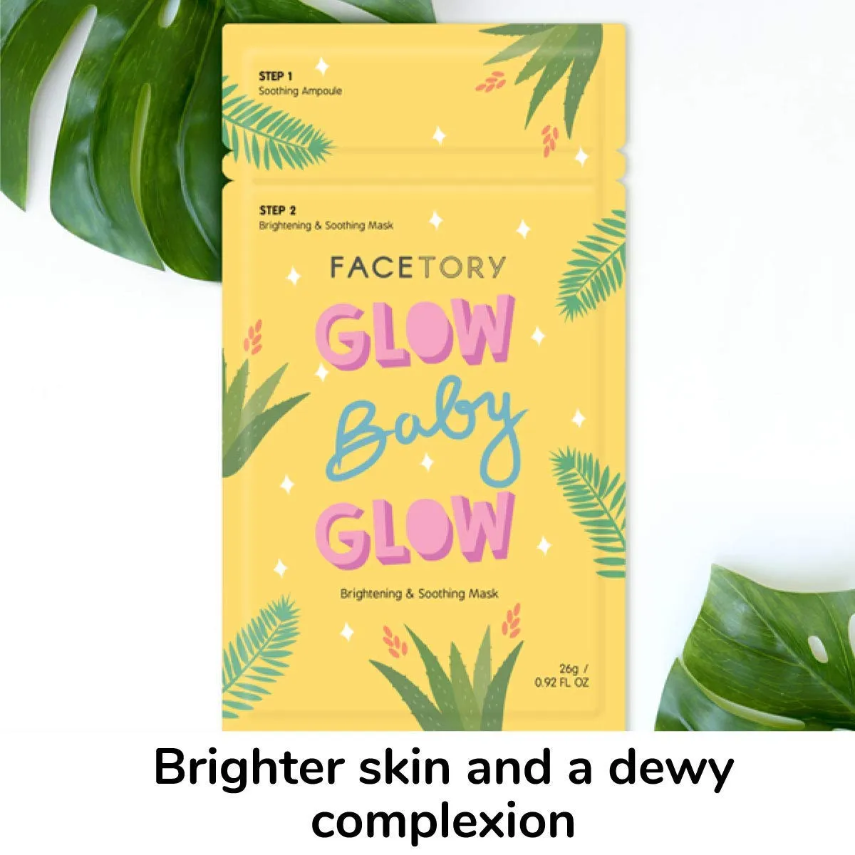 FACETORY K Beauty Face Mask Skin Care - Glow Baby Glow 2-Step Sheet Mask with Niacinamide & Aloe   Calming Ampoule | Brightens, Hydrates, Glowing Skin (10 Pack)