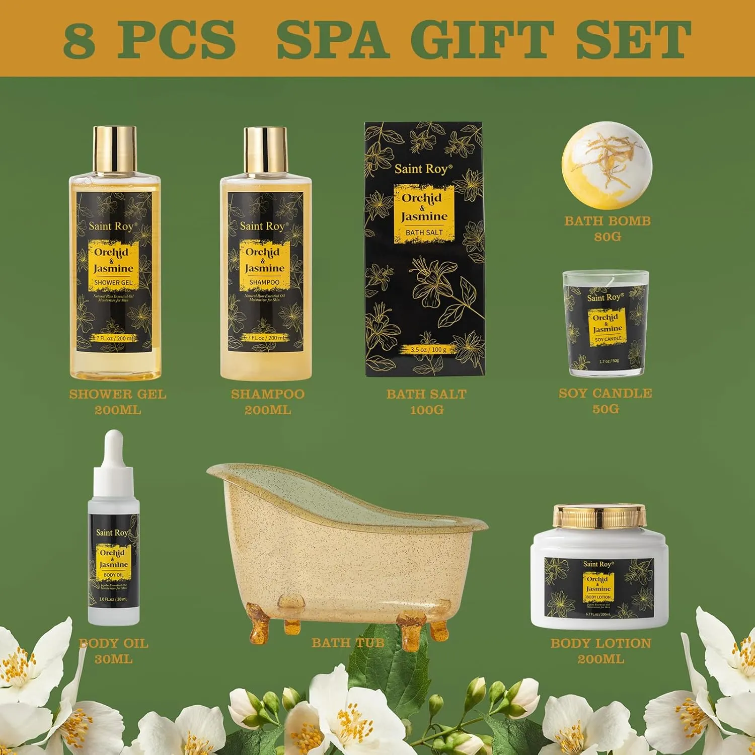 Fathers Day Gifts for Men Dad gift Spa gift basket Body & Skin Care Set, Spa Kit, Self-care Gifts, Spa Collection Gift Basket, Orchid Jasmine Bath and Body Gift Pampering Spa Gifts Mother's Day Gift