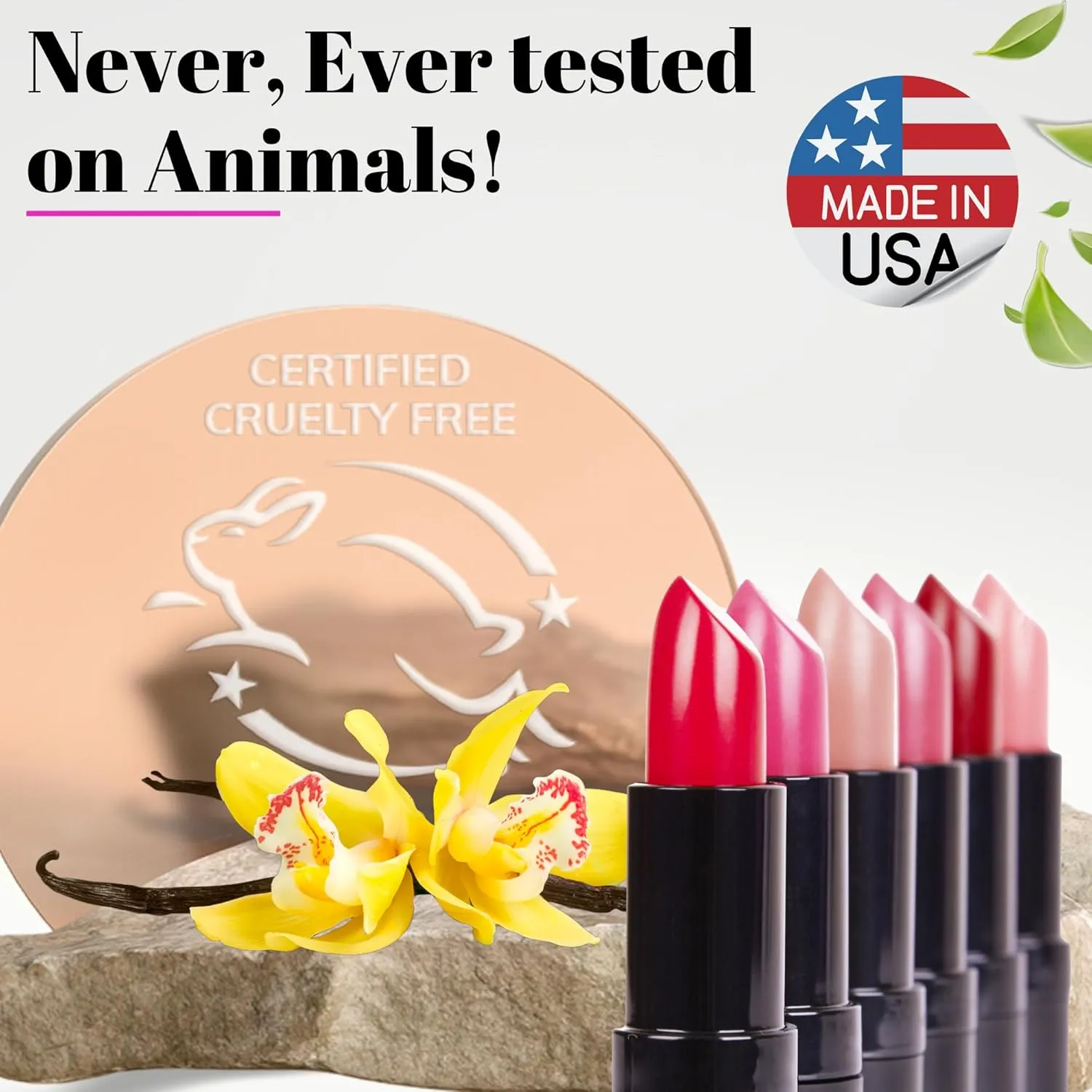 Fifth & Skin BOTANICAL Lipstick (PINK PEACH) | Made in USA | Vegan | Natural | Organic | Cruelty Free | Paraben Free | NO Lead | Moisturizing Color that's Good for your Lips!