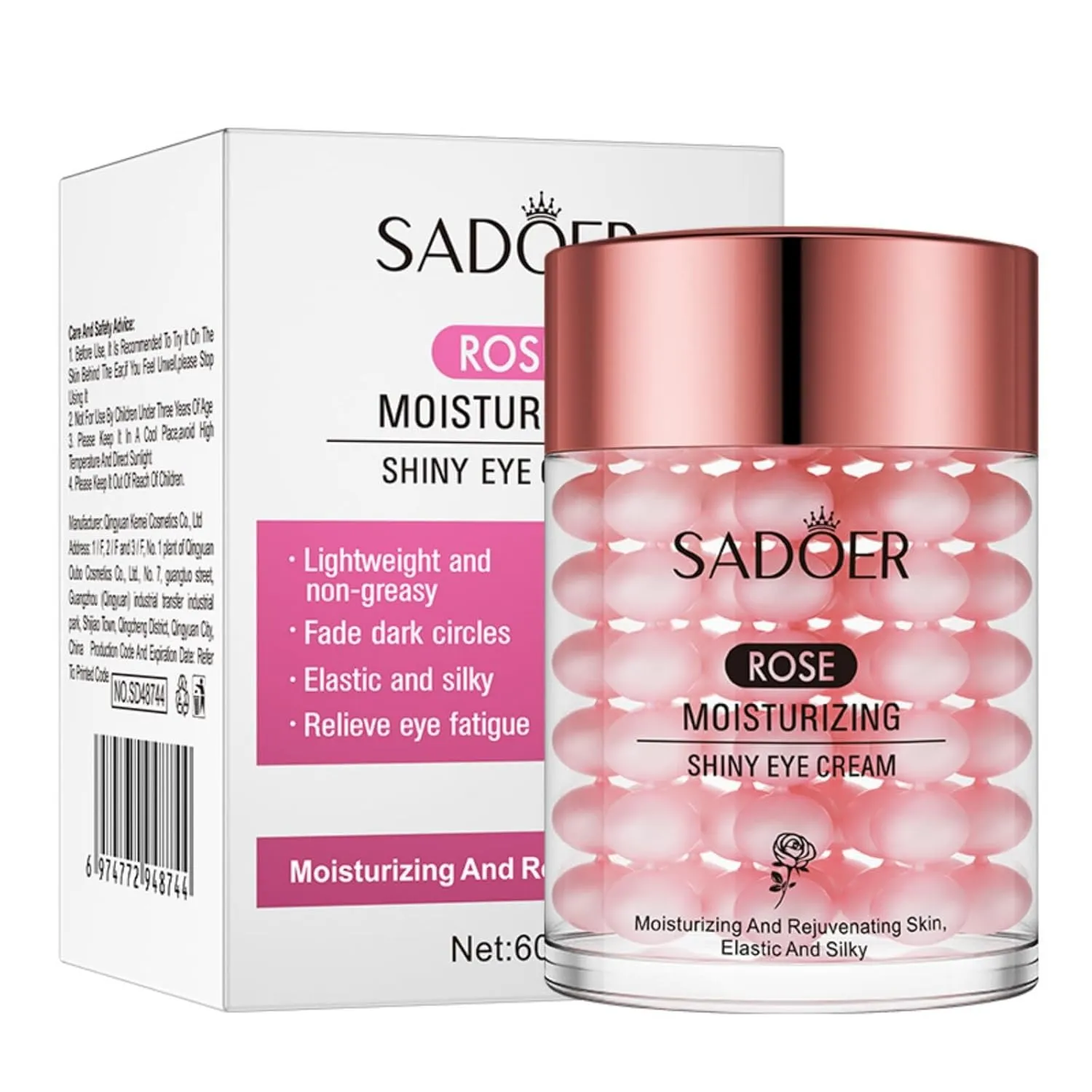 For SADOER Rose Moisturizing Eye Cream.eye care.Nourishing Rejuvenating Eye Creams,Brightens the skin around the eyes 60g 2.1 FL OZ