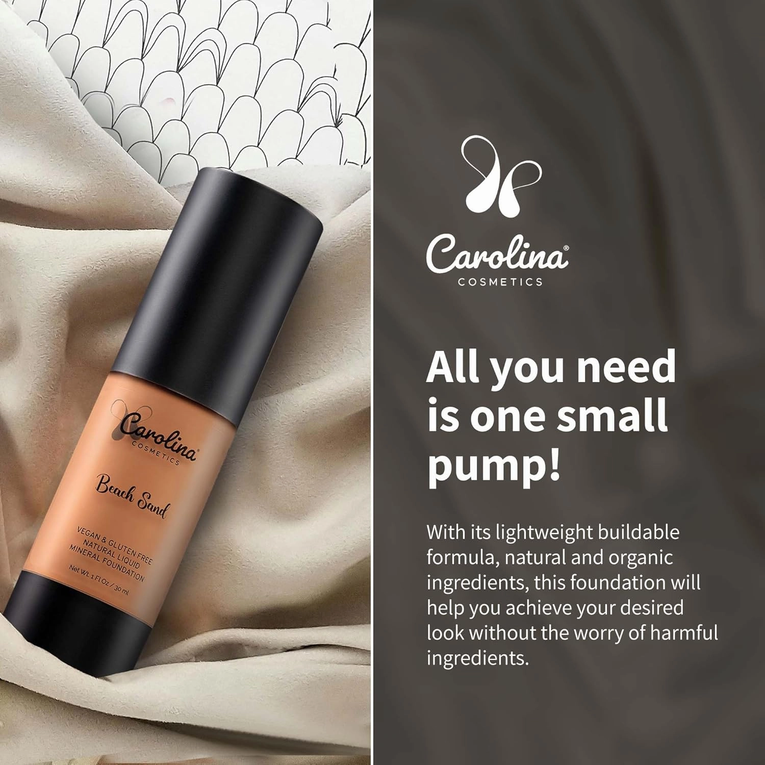 Foundation in Beach Sand Shade Plant-Based - Hydrating, Pore-Minimizing & Buildable Coverage - Vegan, Non-GMO, Paraben-Free - 1oz