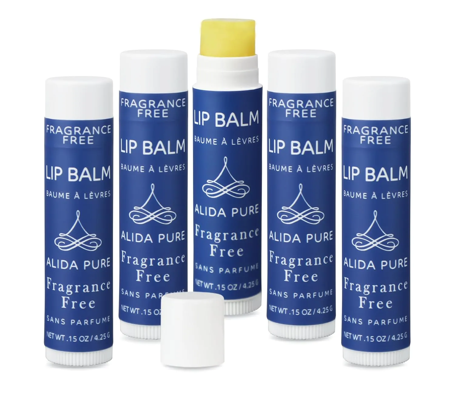 Fragrance Free Lip Balm, Vegan Set, Unscented, No Flavor, Beeswax Free, Organic Jojoba And, Avocado Oil, Vitamin E, Natural Moisturizer for Dry, Chapped, or Cracked Lips, 5 Tube Set