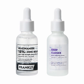 FRANKLY Pore Radiance Set | Niacinamide 15% Zinc Beads Serum   Closer Serum | Oil Control, Hydrating, Anti-Aging, Pore Minimizing | Niacinamide & Peptide | Vegan | Korean Skincare Set