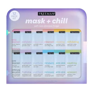 Freeman Limited Edition Mask & Chill Self Care Skincare Mask Holiday Kit, Face Masks To Exfoliate, Hydrate, Relieves Stress, and Refines Pores, Facial Mask Variety, 12 Piece Gift Set