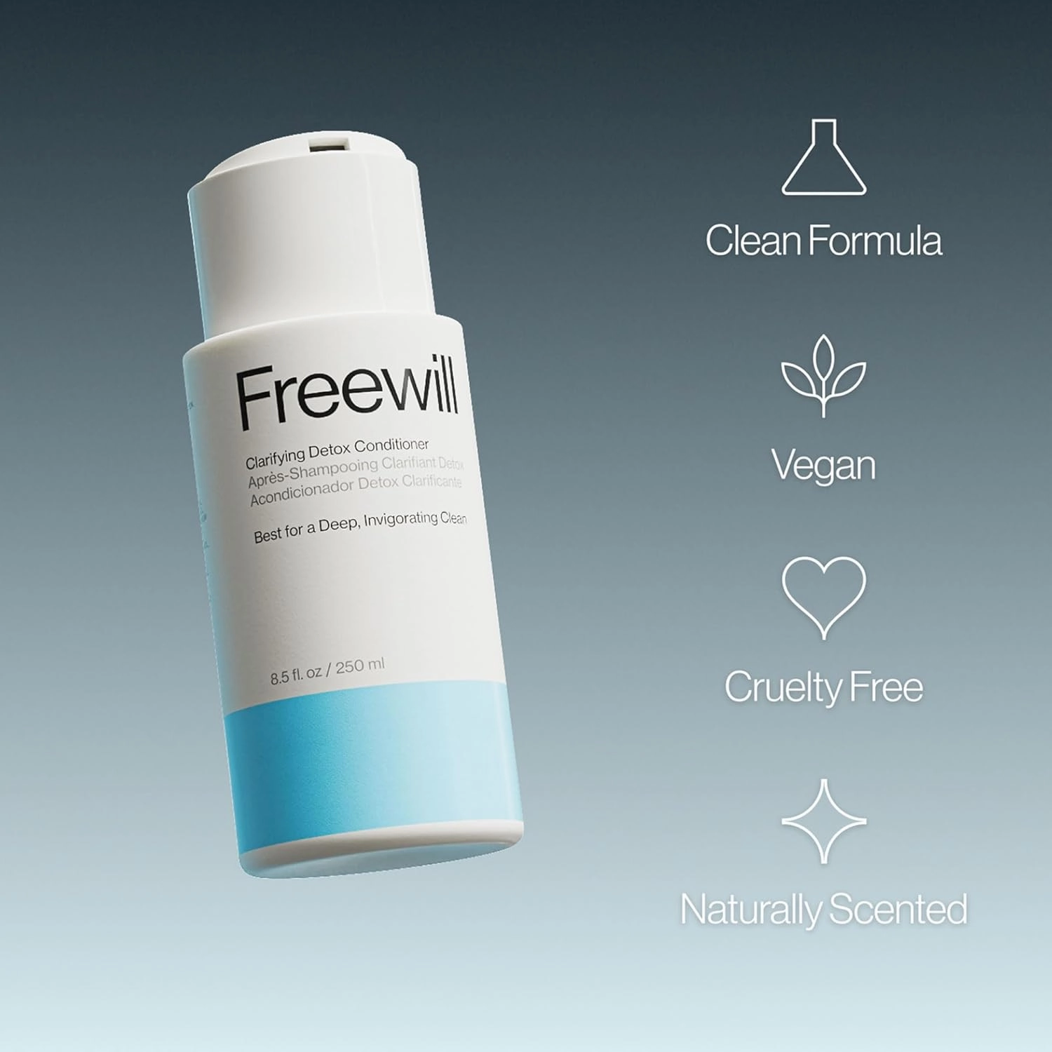Freewill Clarifying Detox Conditioner - Scalp Cleansing Conditioner for Oily Hair, Build Up Remover, Balances Hair Hydration without Stripping, 8.5 oz