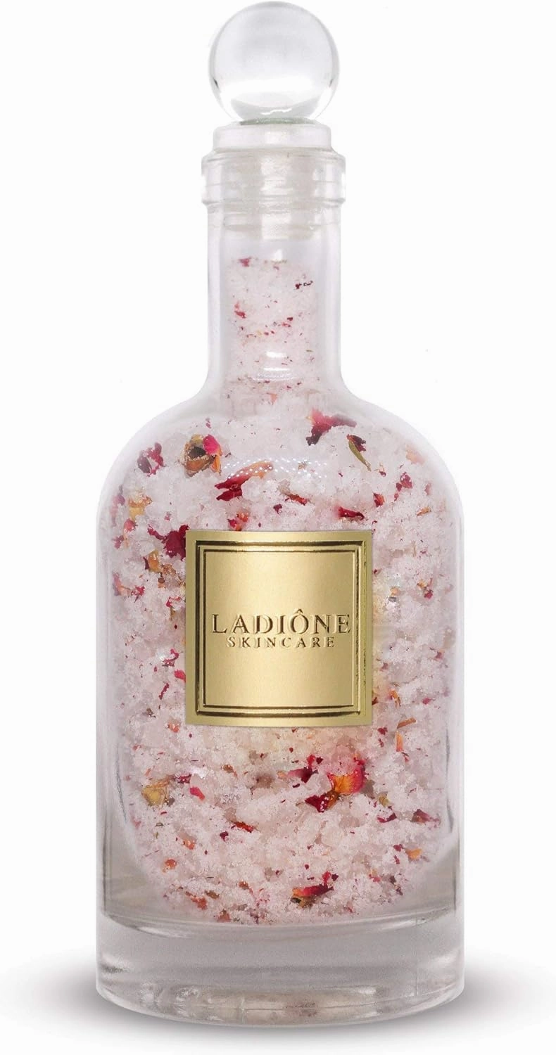 Fresh Cut Rose Bath Salt 14 oz (USDA Organic   Natural Ingredients) - LADIONE SKINCARE