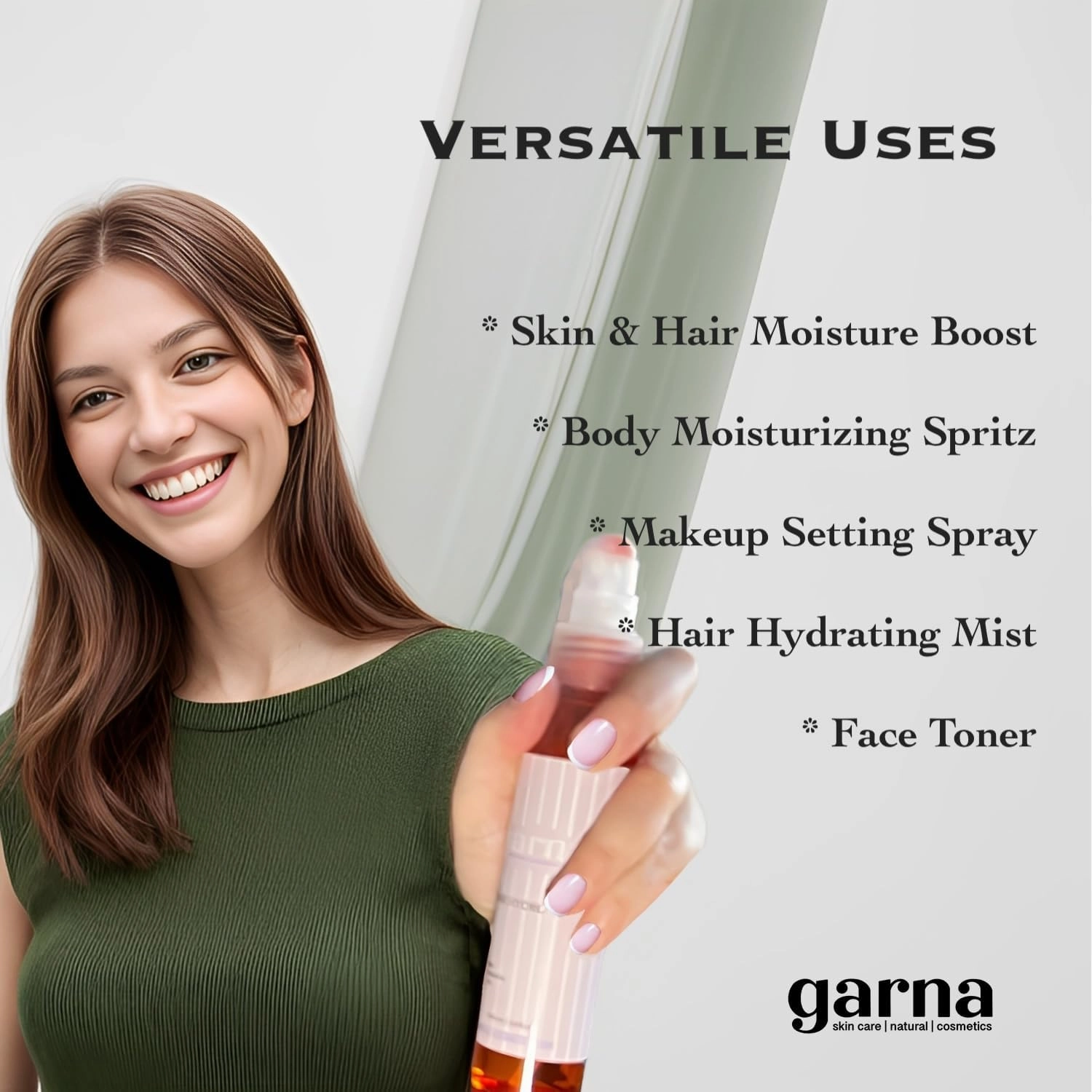Garna Aloe Vera Leaf Water 6.8 fl oz (Pack of 2): Versatile Hydrating Face & Body Spray, 100% Pure Hydrolate Toner, Instant Skin Refresh & Tightening, Eco-Friendly, Travel-Size
