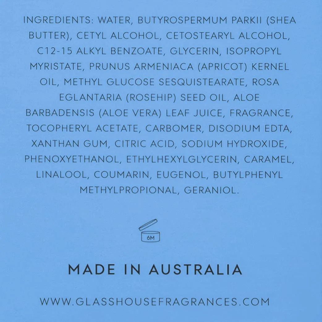 Glasshouse Fragrances The Hamptons Hand Cream, Rich in Shea Butter & Rosehip Oil, Moisturizing & Perfume Scented, Teak & Petitgrain, 3.4 Fl Oz (100mL)