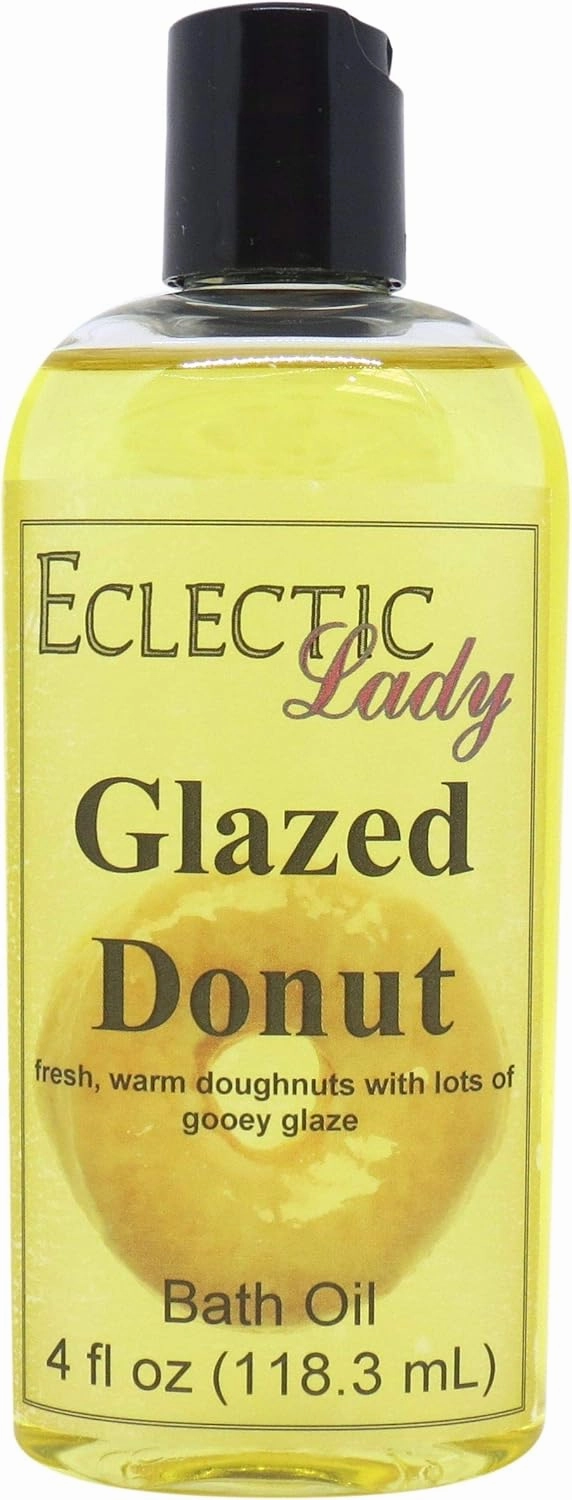 Glazed Donut Bath Oil by Eclectic Lady - Scented Bath Oil - Relaxing & Moisturizing Bathing Oil - Fragrance Body Oil For Dry & Rough Sensitive Skin - Body Daily Nourishing Shower Oil (4 oz)