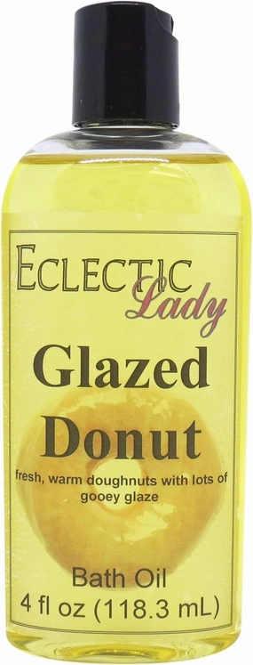 Glazed Donut Bath Oil by Eclectic Lady - Scented Bath Oil - Relaxing & Moisturizing Bathing Oil - Fragrance Body Oil For Dry & Rough Sensitive Skin - Body Daily Nourishing Shower Oil (4 oz)
