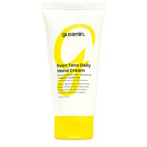 Gleamin Even Tone Daily Dry Hand Cream for Women - Hand Lotion for Dry Hands, Hand Cream for Dry Cracked Hands, Daily Brightening Cream with Hyaluronic Acid, Shea Butter, Turmeric, and Lime 2.5 Fl Oz