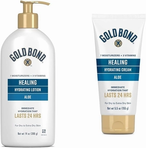 Gold Bond Healing Hydrating Lotion, 14 oz., With Aloe, Moisturizes, Immediate 24-Hour Hydration & Healing Skin Therapy Lotion with aloe 5.5 oz., Non-Greasy & Hypoallergenic