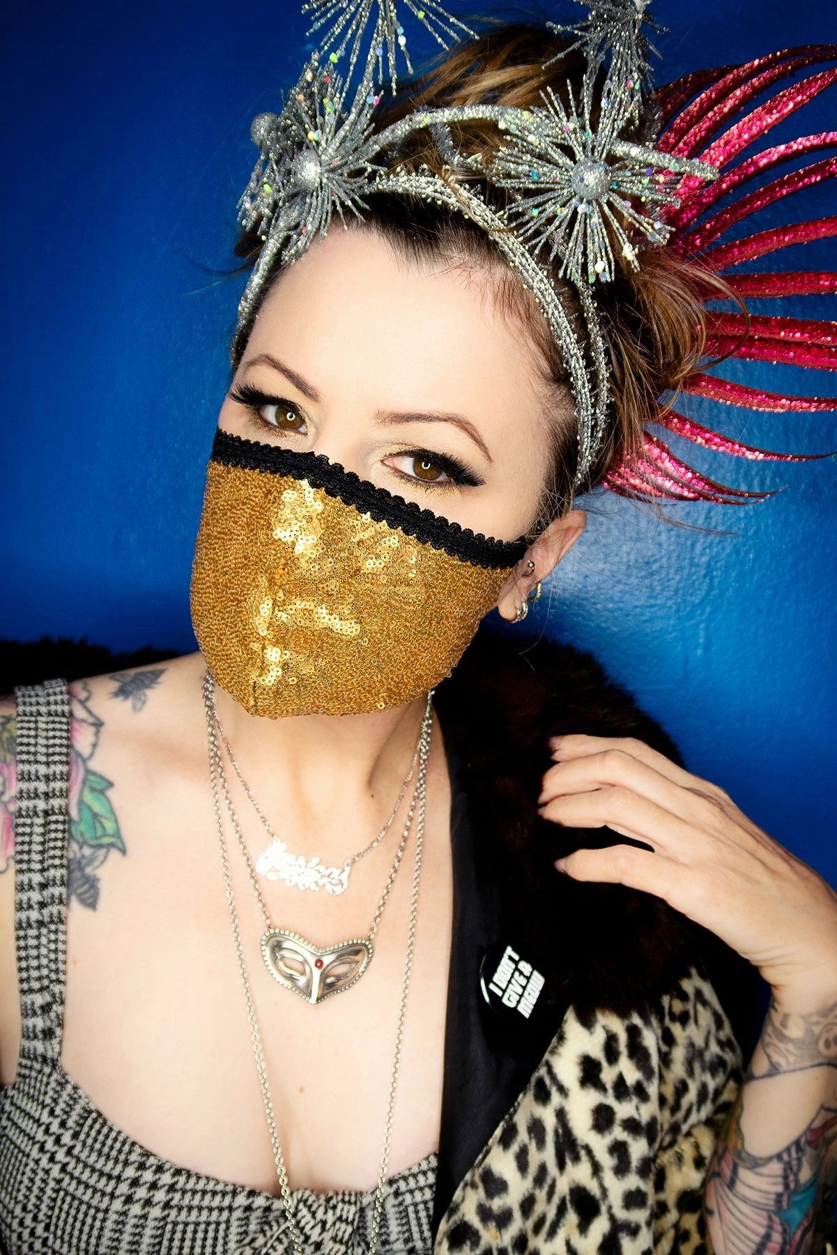 Gold Sequin Fabric Mask