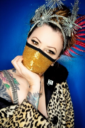Gold Sequin Fabric Mask