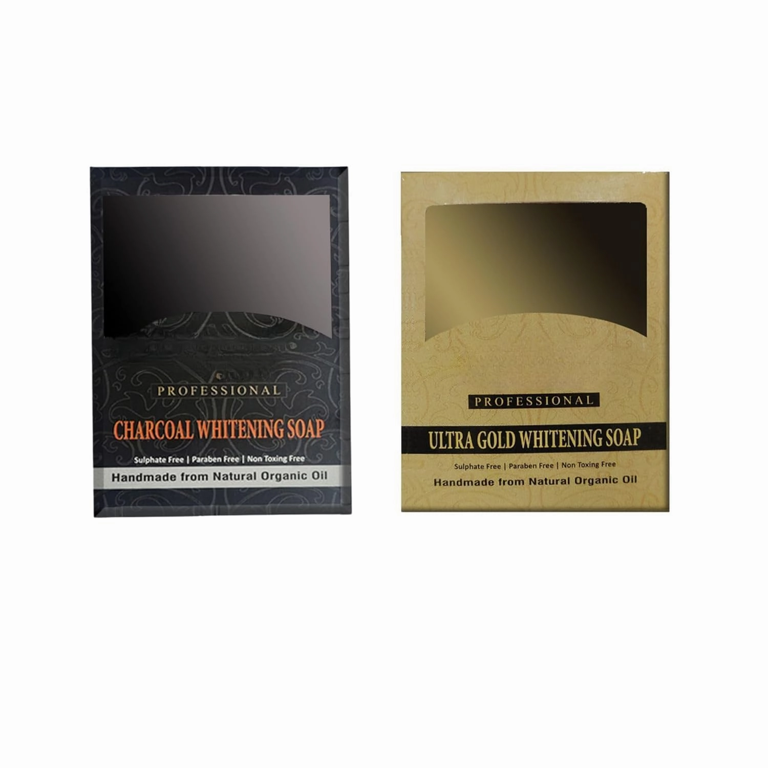 Gold whitening Soap & Charcoal whitening Soap for Men and Women,200 g (Pack of 2)