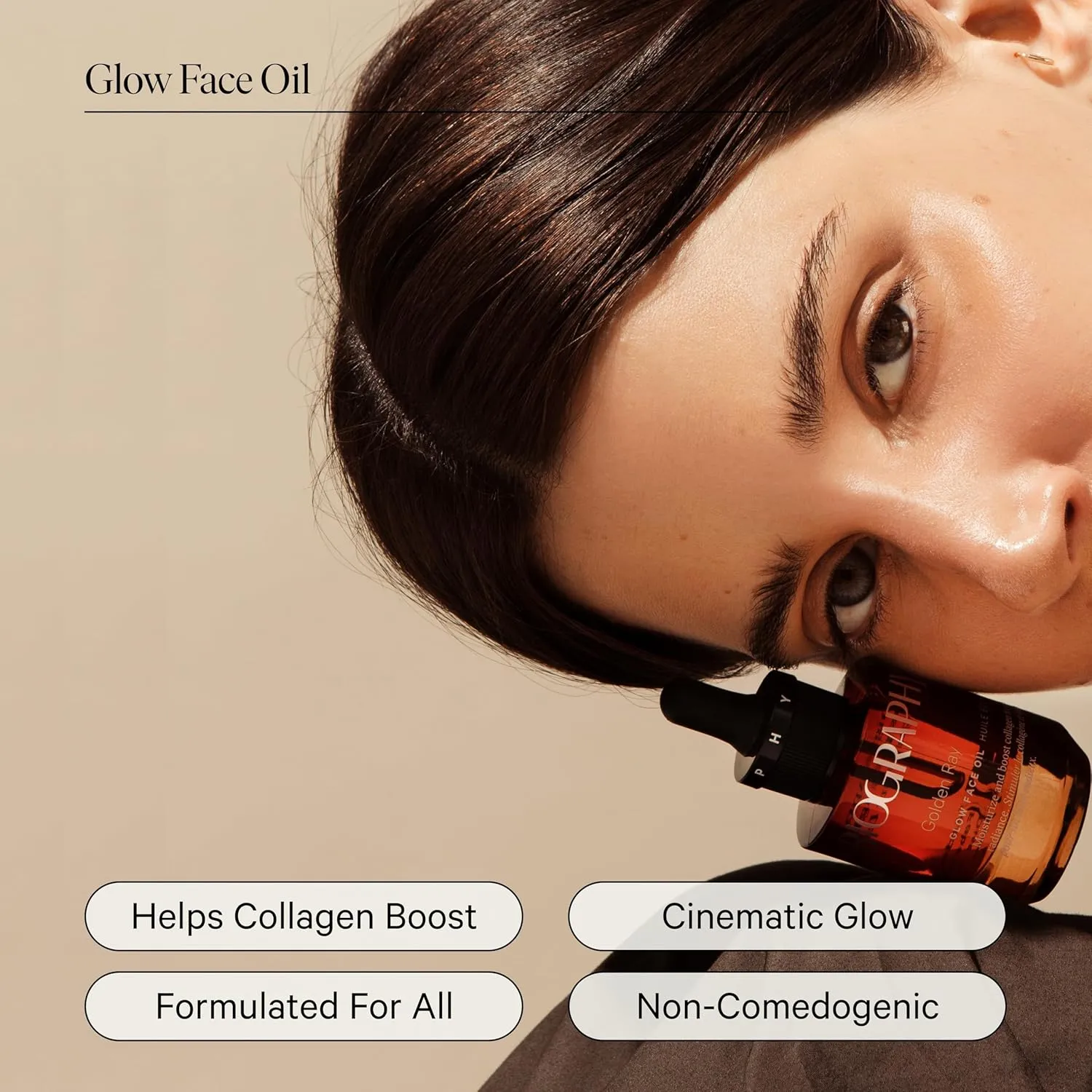 Golden Ray Glow Face Oil, 30ml. Collagen Boosting, Natural Skincare Moisturizing & Hydrating Facial Oil for Women. Incr Elasticity w/French Marine Algae, Jojoba & Rosehip for Fine Lines & Wrinkles