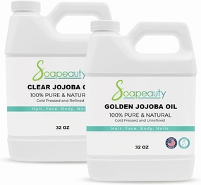 Golden Jojoba Oil 32 fl oz & Clear Jojoba Oil 32 fl oz Bundle – Pure, Multi-Purpose Oils for Skin, Hair, and DIY Beauty