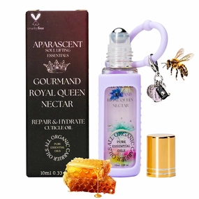 Gourmand Royal Queen Nectar Cuticle Oil Hydration & Strength w/Coconut, Jojoba & Rosehip for Dry Nails - Travel-Ready Roller, Moisturizing Boost Serum Treatment for Radiant Nail Growth