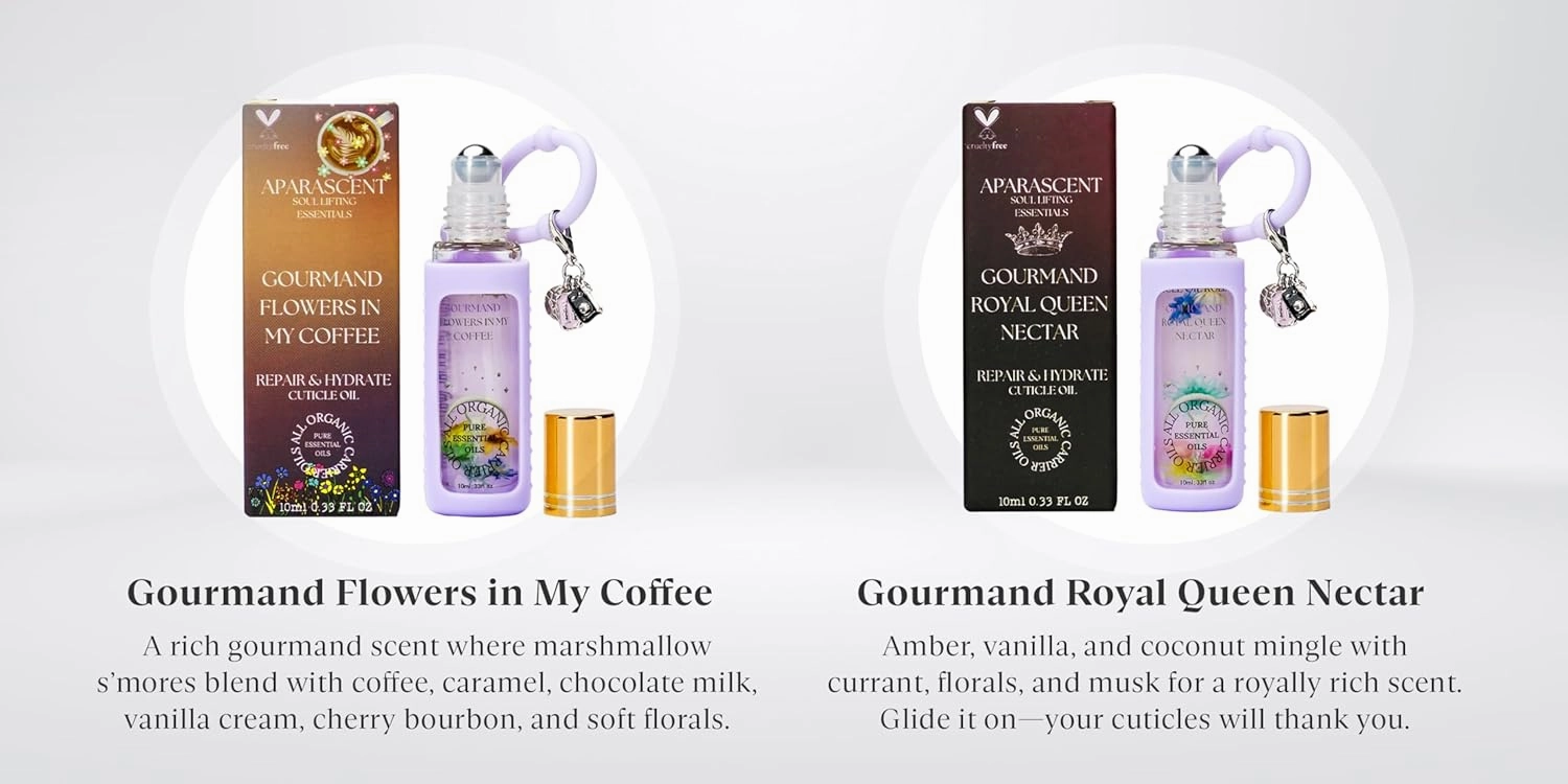 Gourmand Royal Queen Nectar Cuticle Oil Hydration & Strength w/Coconut, Jojoba & Rosehip for Dry Nails - Travel-Ready Roller, Moisturizing Boost Serum Treatment for Radiant Nail Growth