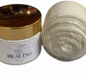 Healing Organic Hand Butter, 2 oz, Natural Moisturizing Cream with Shea Butter, Mango Butter and Essential Oils