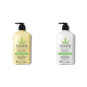 Hempz Body Lotion - Sweet Pineapple and Honey Melon - Daily Moisturizing Cream - 17oz & Body Lotion - Fresh Coconut & Watermelon Daily Moisturizing Cream