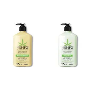 Hempz Body Lotion - Sweet Pineapple and Honey Melon - Daily Moisturizing Cream - 17oz & Body Lotion - Green Tea & Asian Pear Daily Moisturizing Cream, Shea Butter Body Moisturizer