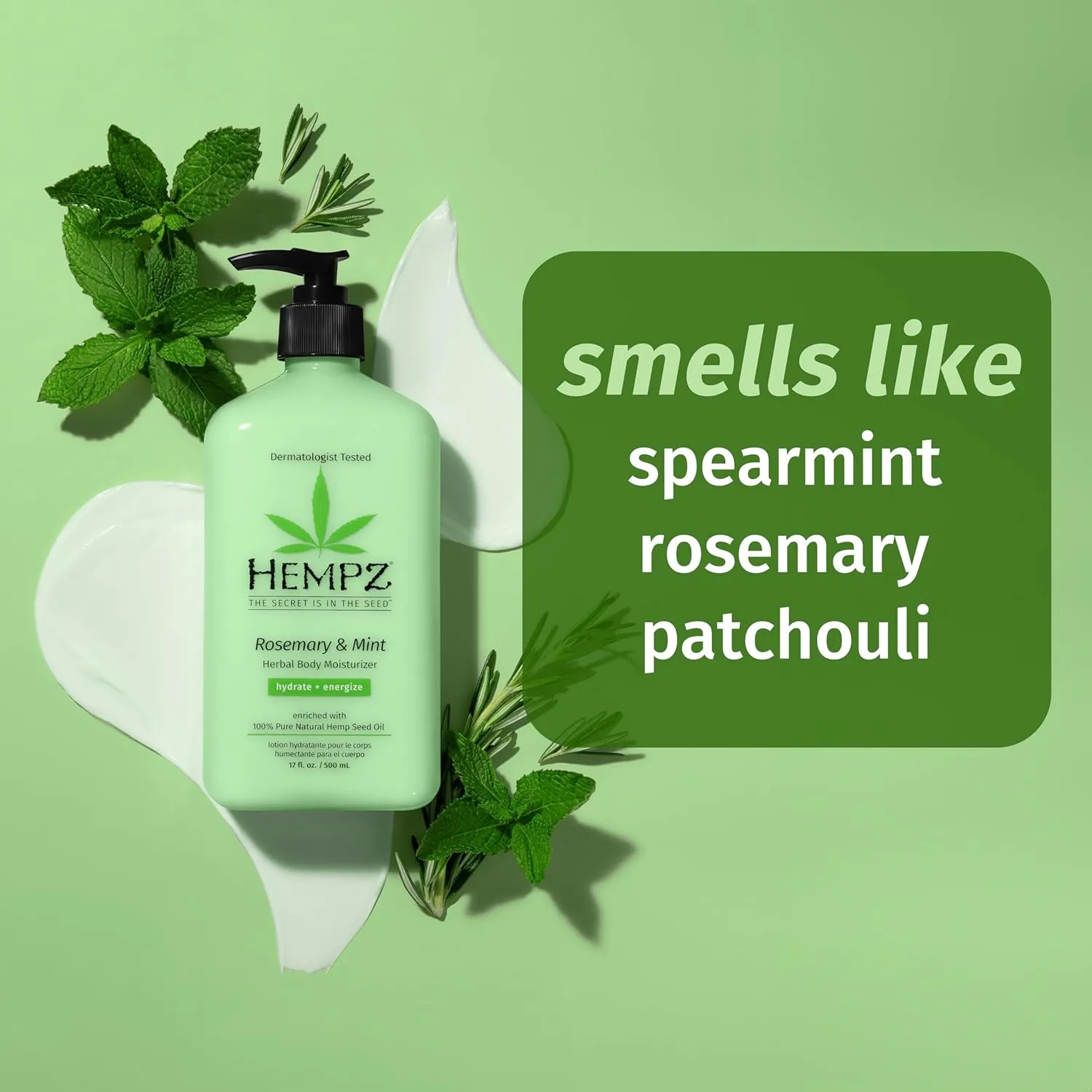 Hempz Body Moisturizer, Rosemary & Mint 17 Oz – Hydrating Lotion Rich with Minerals, Vitamin C, & Hempseed Oil to Nourish & Repair Extremely Dry or Sensitive Skin, for Women & Men